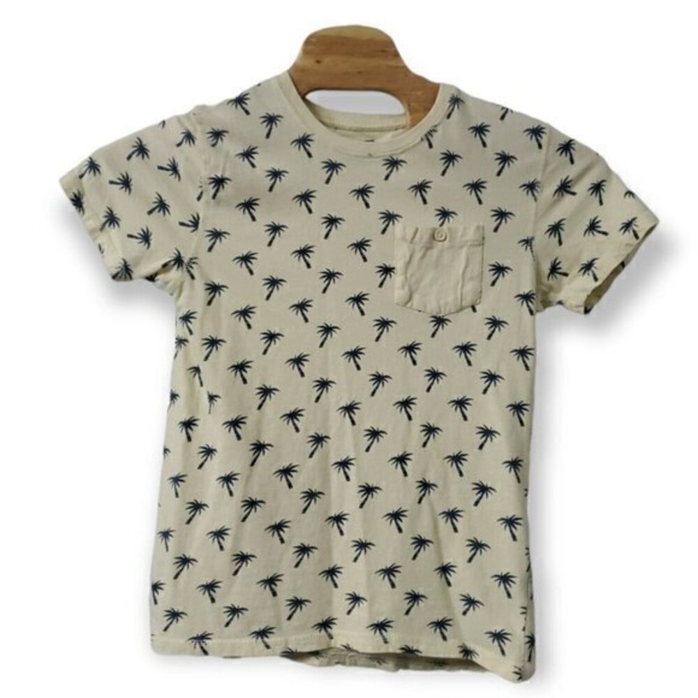 Creative Destruction Palm Tree Mens T Shirt Med Yellow Short Sleeve Pocket‎ Tee